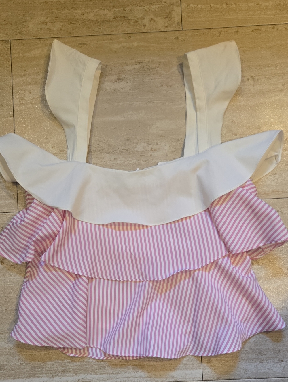 Lucy Paris Pink/White Striped Tiered Tank Blouse